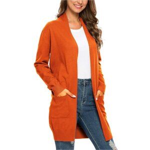 FREE w/Purchase NWT MicroStar Open Front Knit Shrug Cardigan w/ Pockets - Orange